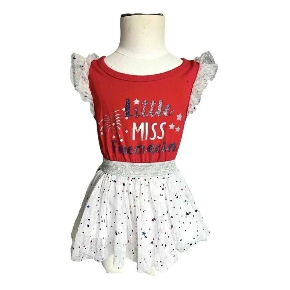 Toddler Girls Celebrate Little Miss Firecracker 4th of July Tutu Dress - Sz 2T